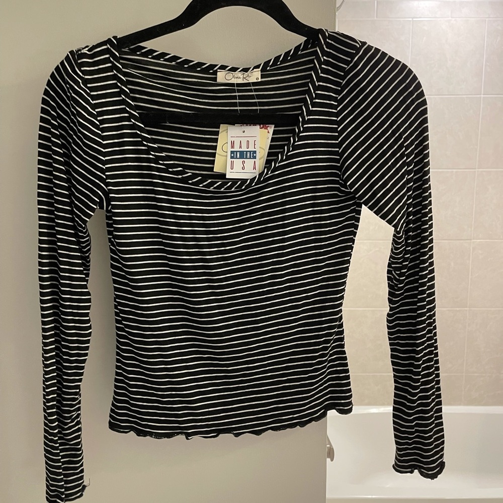 Olivia Rae Black and White Striped Shirt